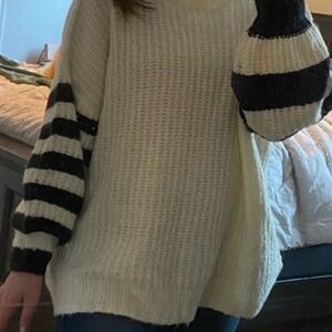 Urban Outfitters Cream Cardigan with Black Sleeves